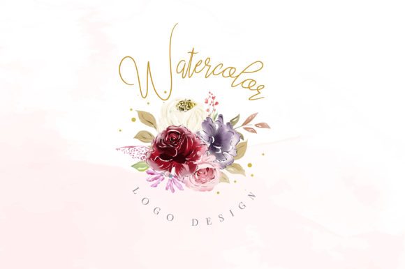 Download Burgundy Watercolor Floral Logo Template - Floral Collection