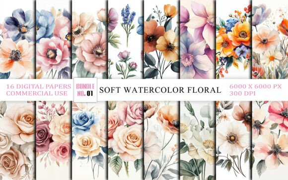 Download Soft Watercolor Floral Clipart Bundle - Floral Collection