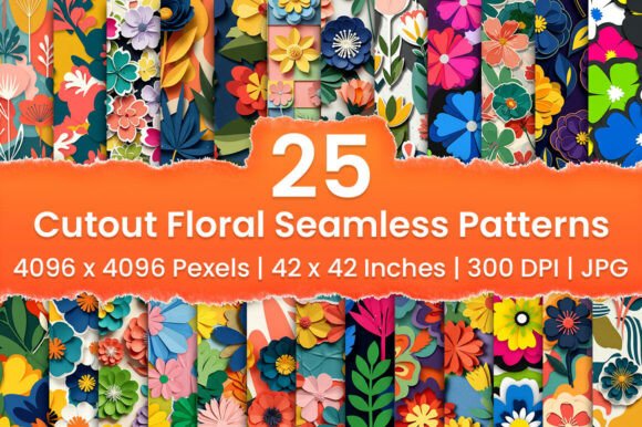 Download Cutout Floral Seamless Patterns - Floral Collection