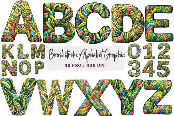 Download Brushstroke Alphabet Graphic Clipart - Alphabet graphic Collection