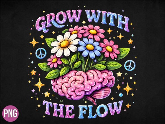Download Grow with the Flow Brain Floral PNG - Floral Collection