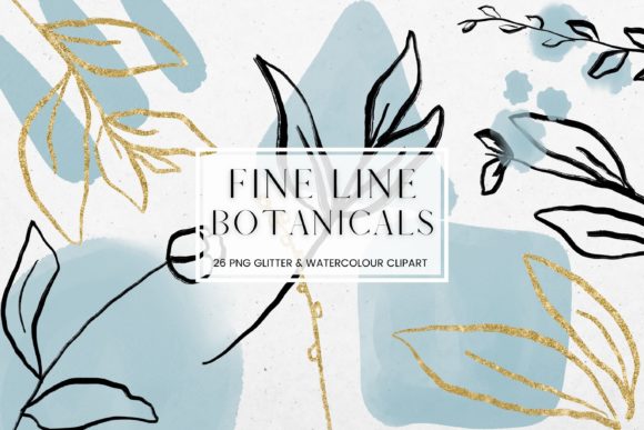 Download Fine Line Floral, Blue Watercolour - Floral Collection