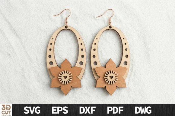 Download Layered Floral Oval Earrings SVG - Floral Collection