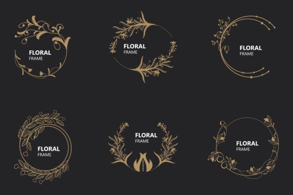 Download Floral Frame Round Shape Emblem Logotype - Floral Collection