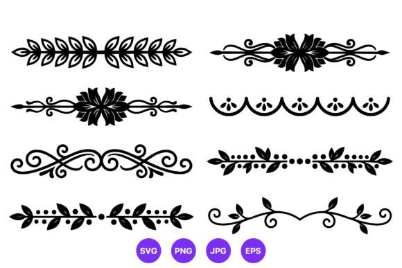 Download Black Floral Leaf Decorative Borders - Floral Collection