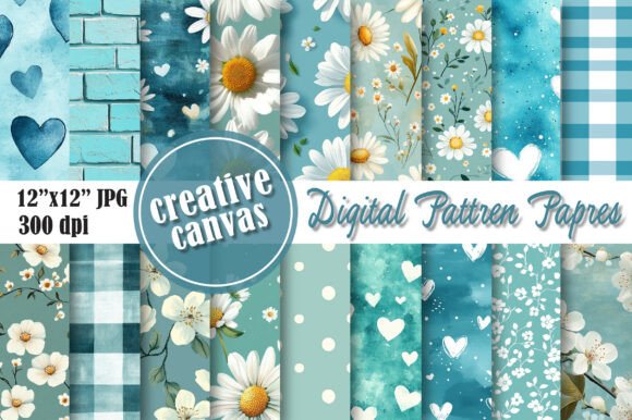 Download Blue Floral Digital Paper Bundle - Floral Collection