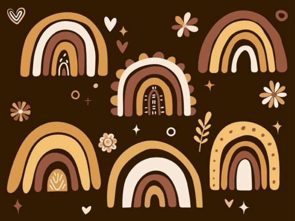 Download Boho Earth Tones Rainbow and Floral Set - Floral Collection