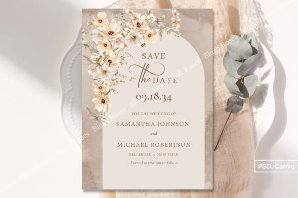 Download Boho Floral Botanical Neutral Save Date - Floral Collection