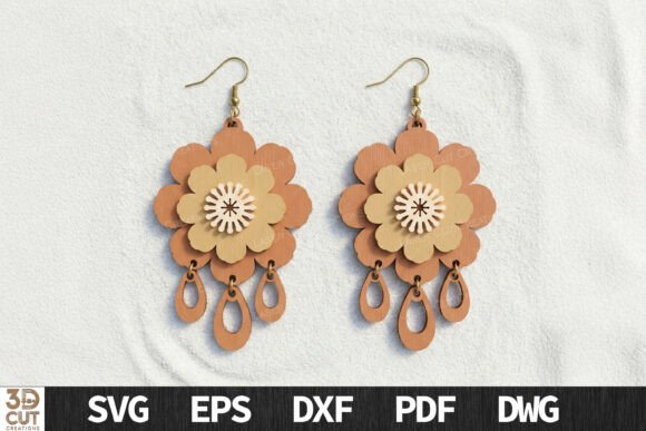Download Layered Floral Tassel Earrings SVG - Floral Collection