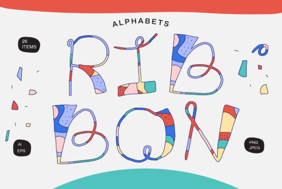 Download Ribbon Alphabet Graphic Set - Alphabet graphic Collection