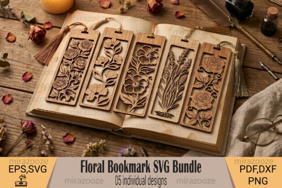 Download Floral Bookmark SVG Bundle - Floral Collection