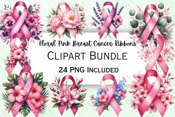 Download Floral Pink Breast Cancer Ribbon Clipart - Floral Collection