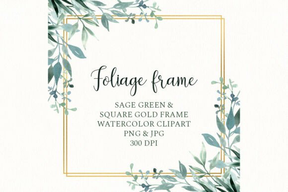 Download Greenery Gold Frame Leaves Square Border - Green Collection