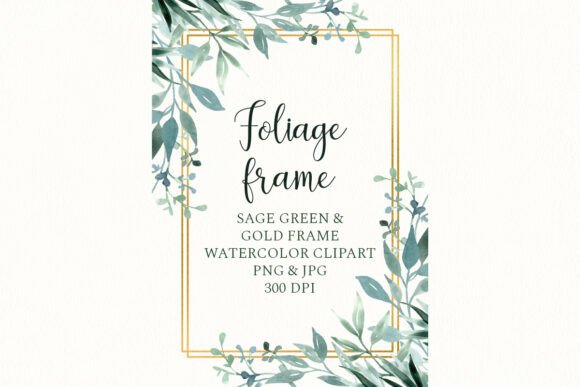 Download Greenery Frame Gold Border Watercolor - Green Collection