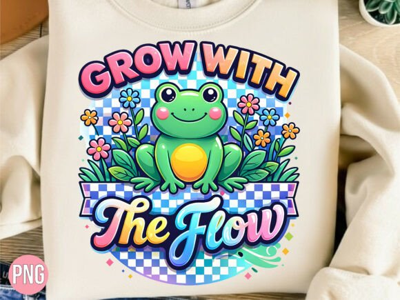 Download Floral Grow with the Flow Cute Frog PNG - Floral Collection
