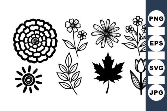 Download Vintage Floral Black Ink Set - Floral Collection