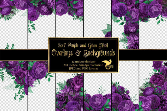 Download 5x7 Purple and Green Floral Overlays - Green Collection