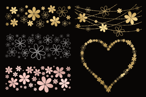 Download PNG Gold, Silver, Rose Floral Overlays - Floral Collection