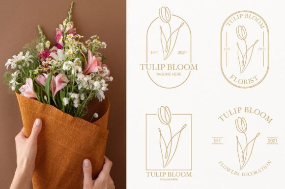 Download Elegant Minimalist Tulip Floral Logo - Floral Collection