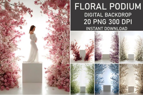 Download Elegant Floral Podium Digital Backdrop - Floral Collection