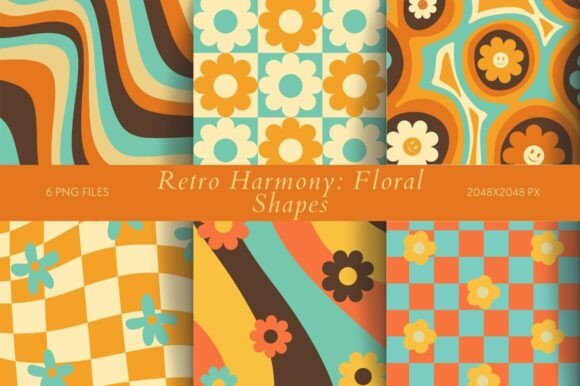 Download Retro Harmony: Floral Shapes - Floral Collection