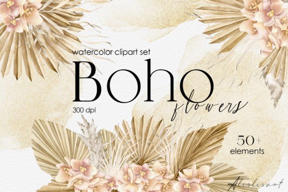 Download Boho Flowers Watercolor Clipart| Floral - Floral Collection