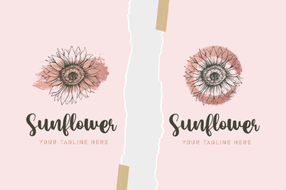 Download Sunflower Hand Drawn Floral Logo Premium - Floral Collection